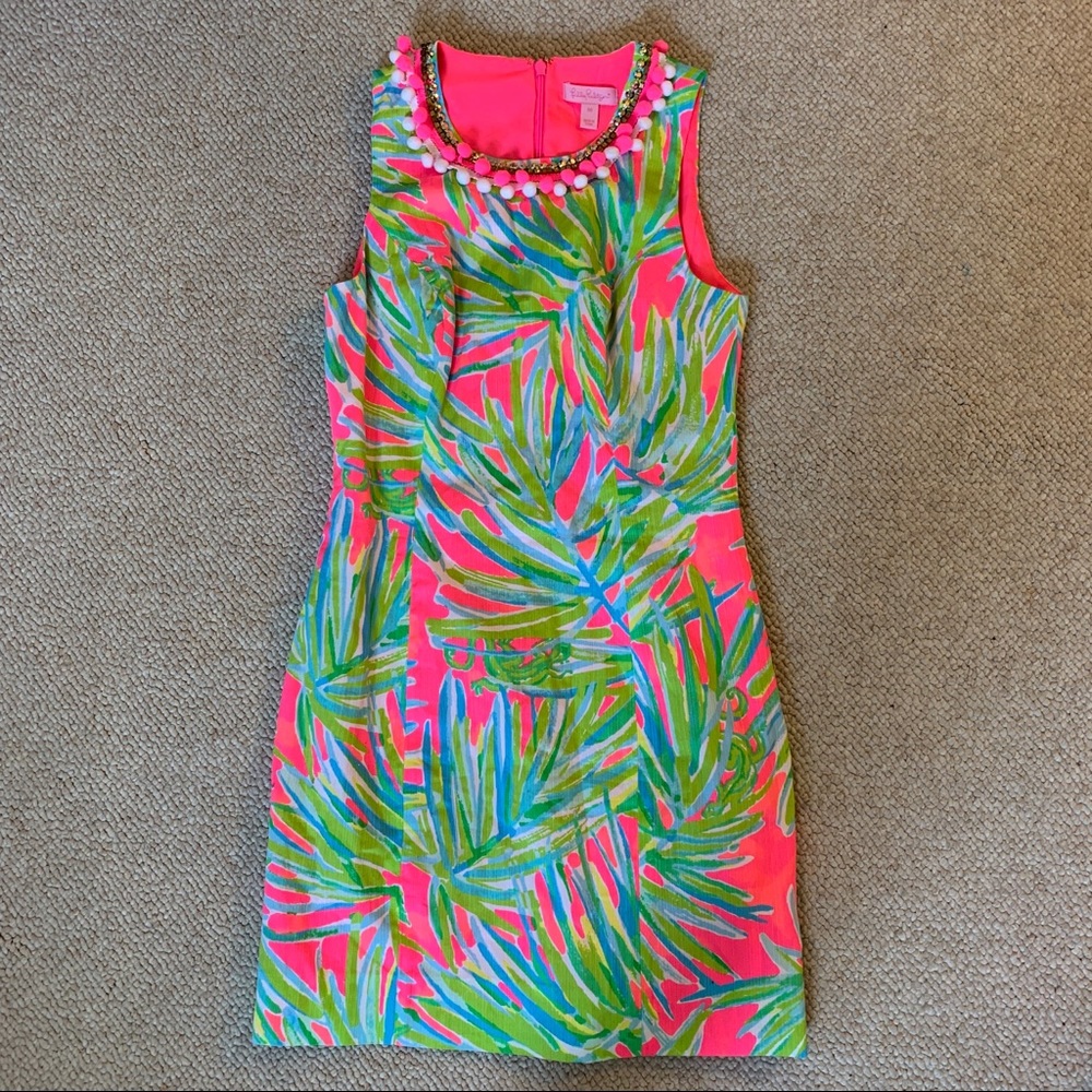 Lilly Pulitzer Dress, Beading and Pom Poms